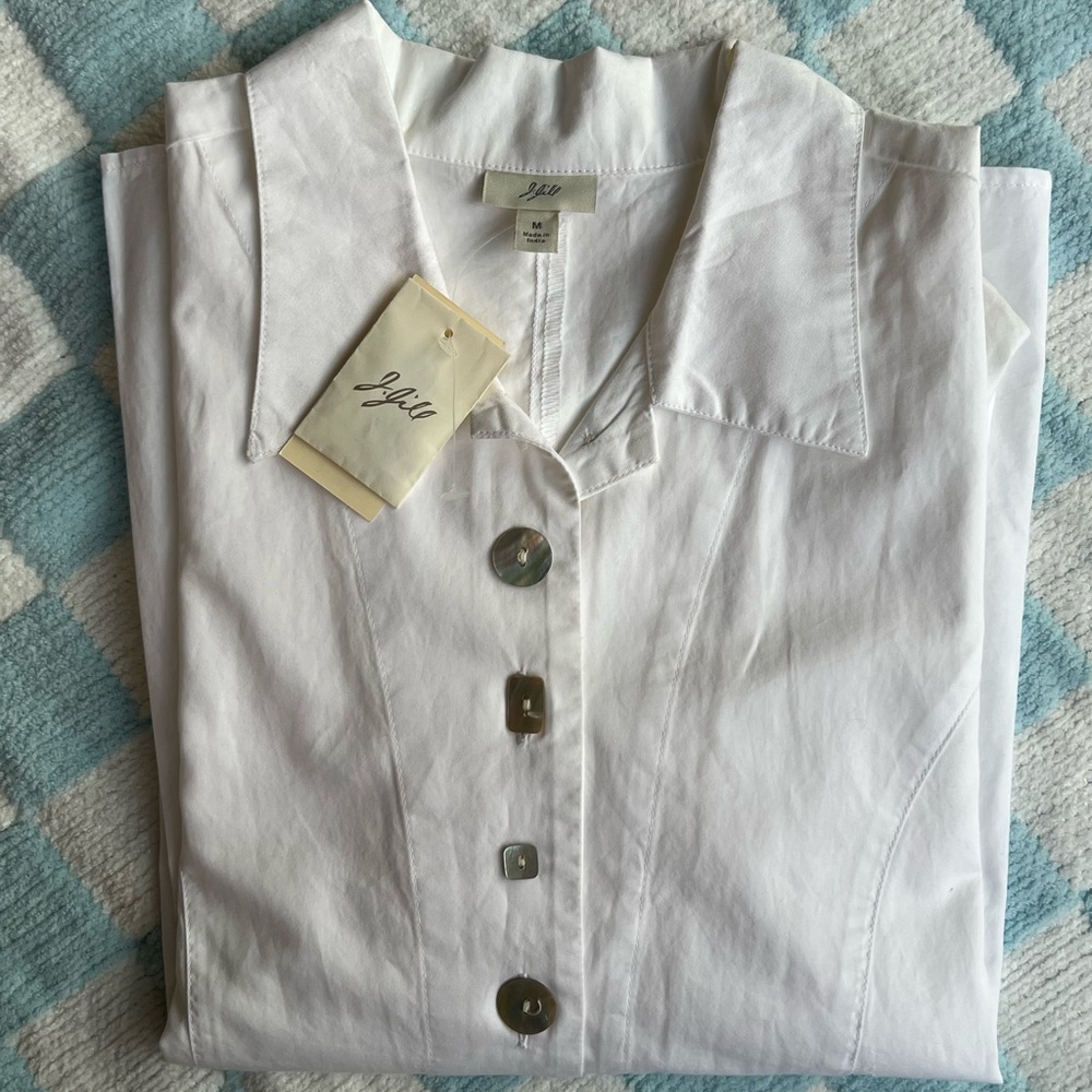 J. Jill Classic White Collared Shirt